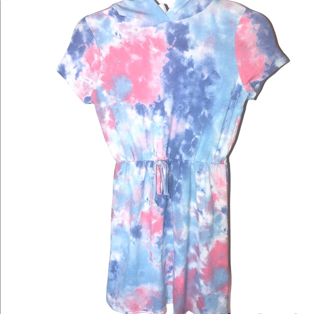 tie dye girls size large dress with hood